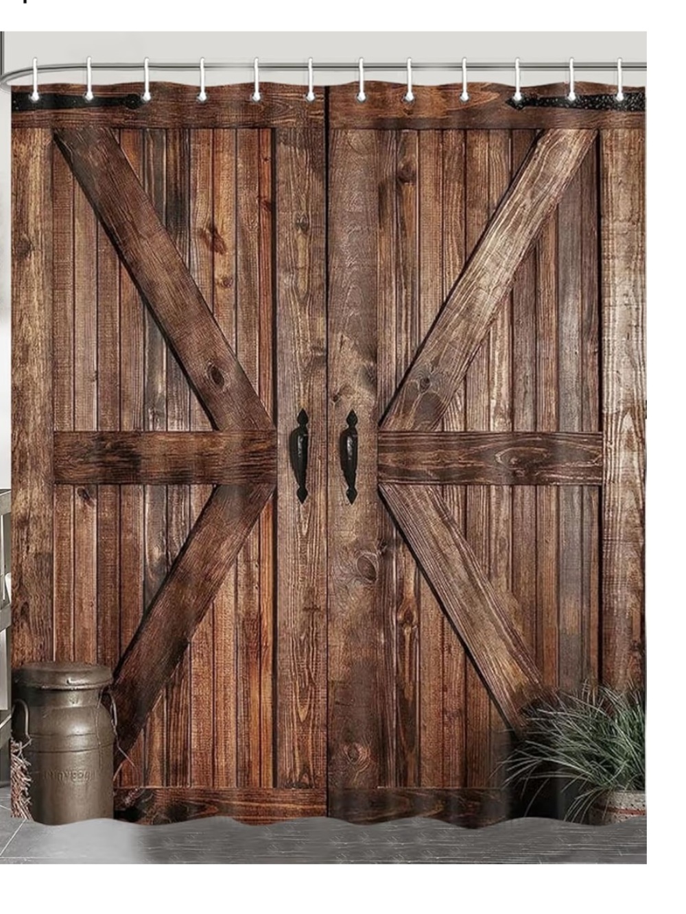 Rustic Barn Door Shower Curtain - Brown